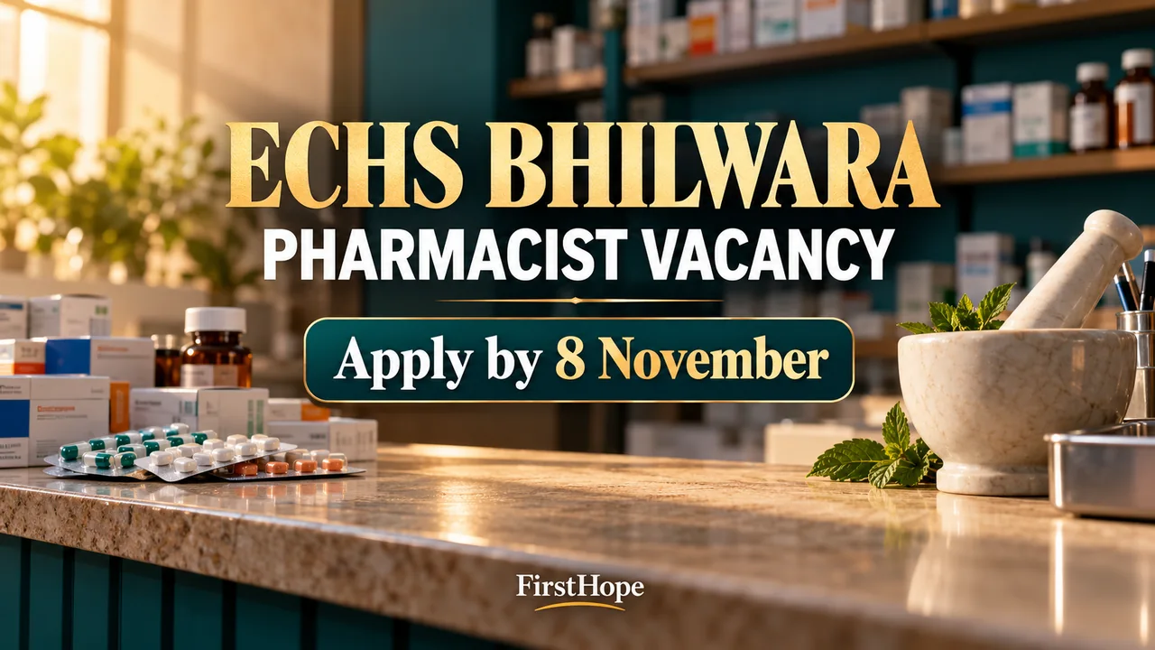 ECHS Bhilwara Pharmacist 2026: Apply by 8 November — FirstHope career update