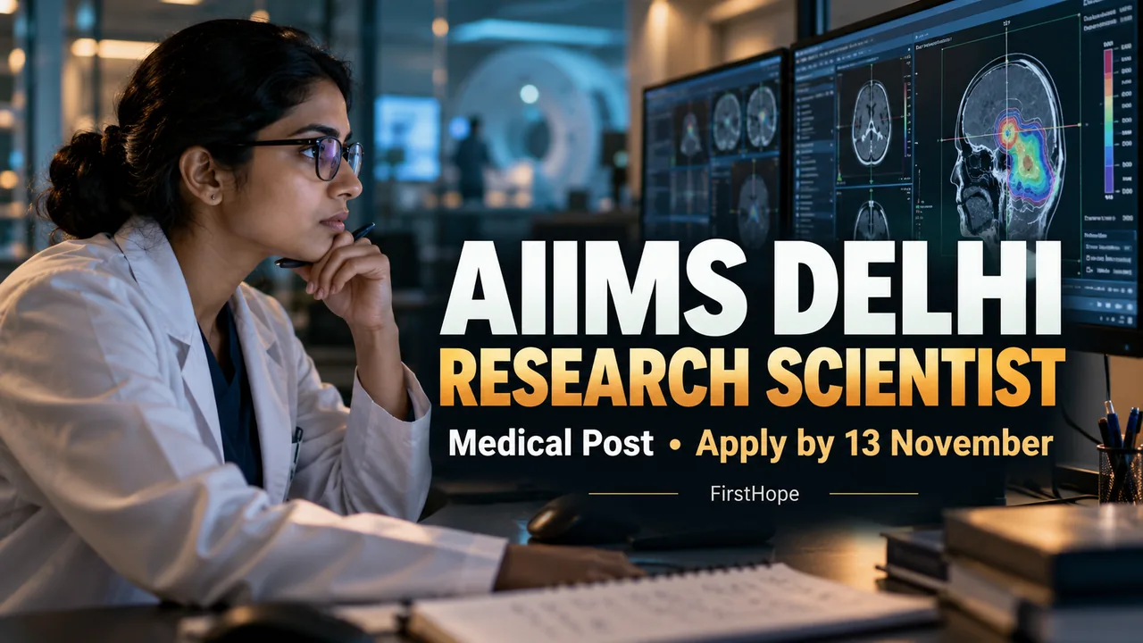AIIMS Delhi Research Scientist-I Medical 2026: MBBS Route, ₹67,000 — FirstHope career update