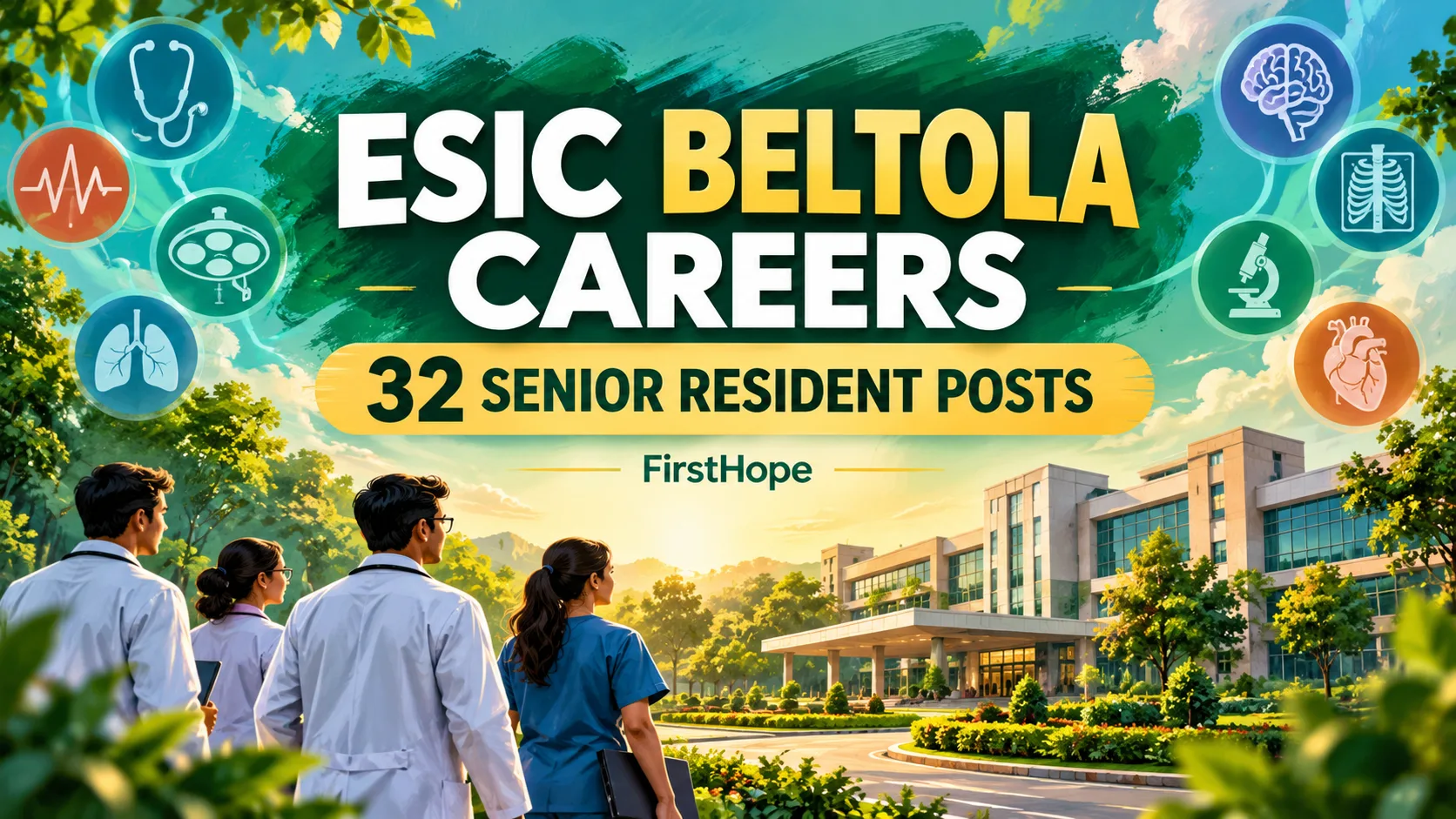 ESIC BELTOLA CAREERS — 32 SENIOR RESIDENT POSTS. FirstHope career and exam update.