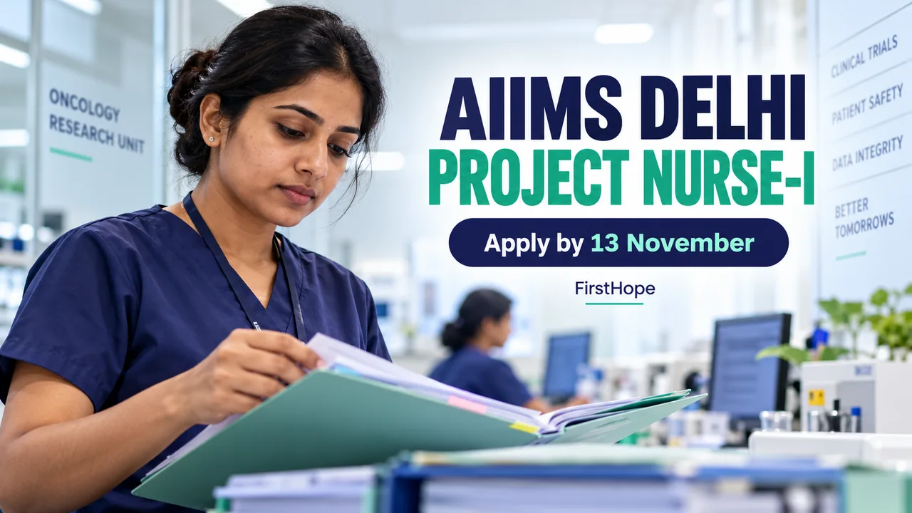 AIIMS Delhi Project Nurse-I 2026: ANM Route, Apply by 13 November — FirstHope career update