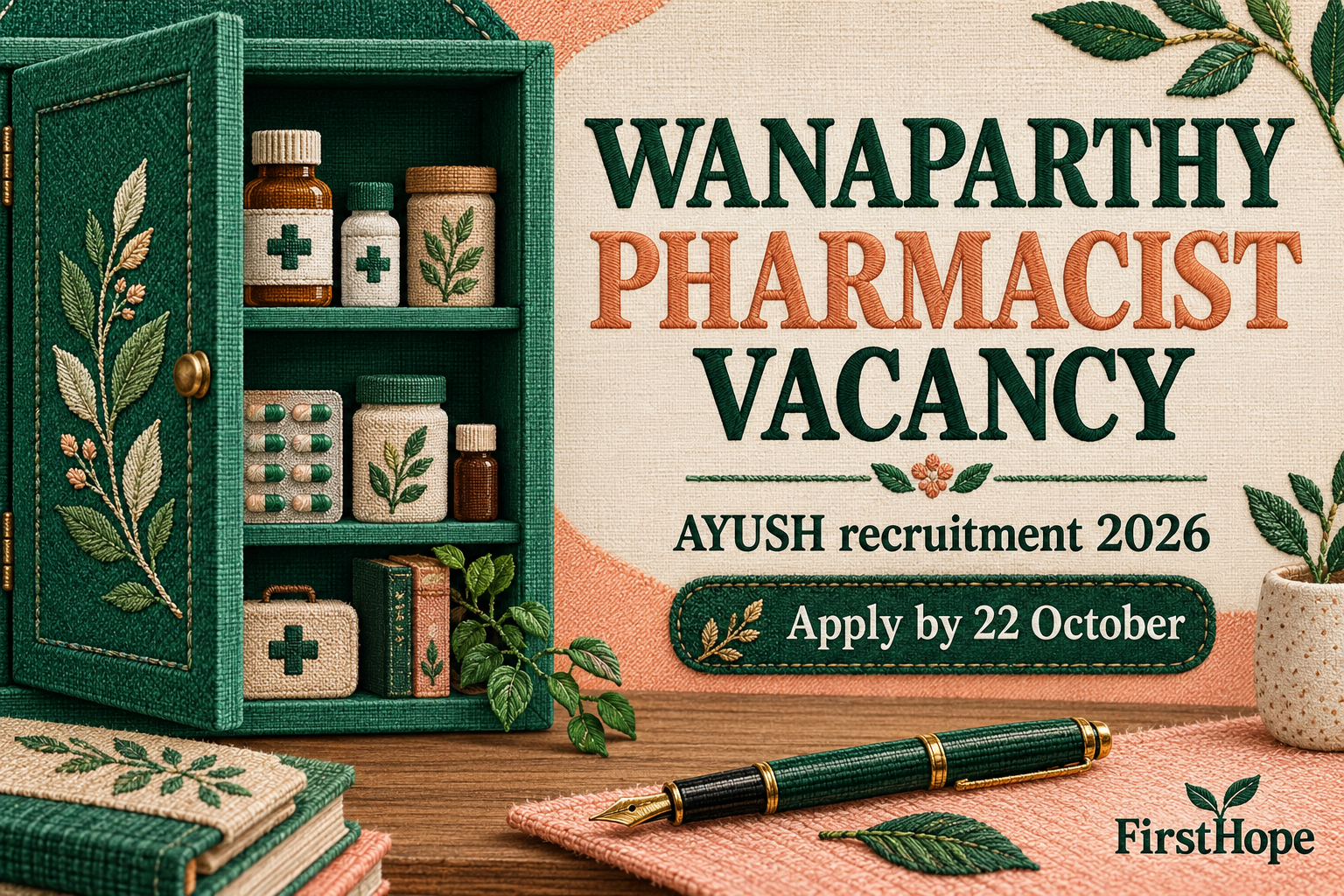 Wanaparthy district AYUSH recruitment wanaparthy pharmacist vacancy cover, with AYUSH recruitment 2026 and application date text.