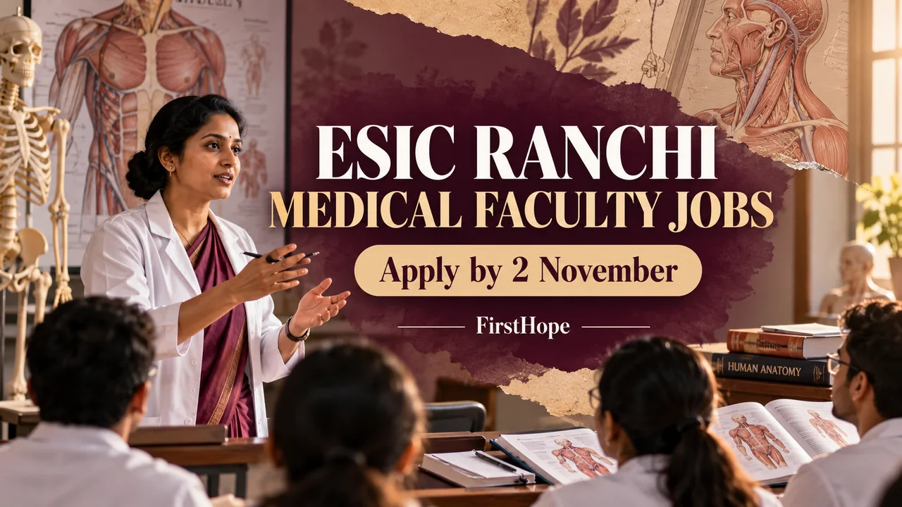 ESIC Ranchi Faculty Recruitment 2026: 46 Posts, Apply by 2 November — FirstHope career update