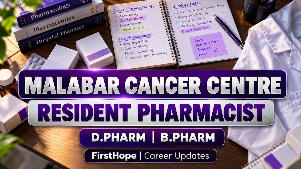 Resident Pharmacist recruitment cover showing pharmacy books and three MCC openings.