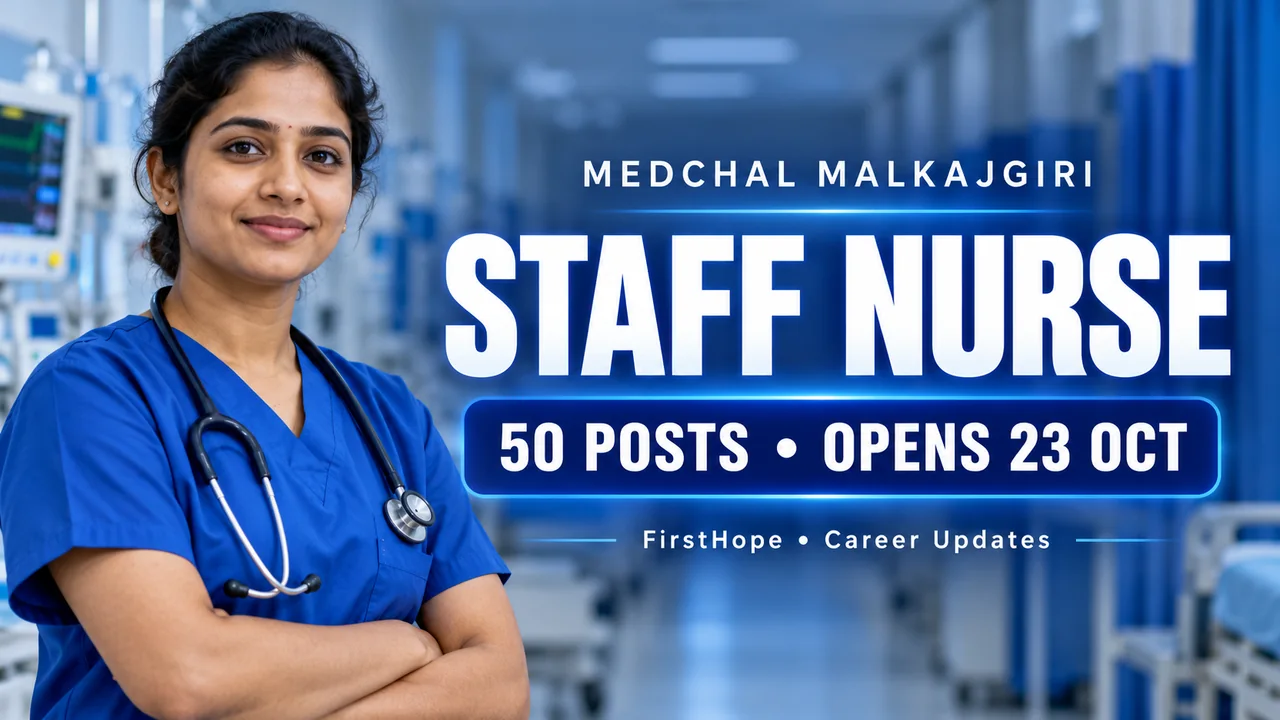 Medchal Staff Nurse Recruitment 2026: 50 Posts, Apply 23–28 October — FirstHope career update
