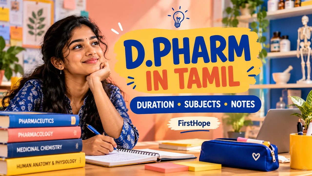 D.Pharm Course Details in Tamil: காலம், பாடங்கள், Notes — FirstHope study and career guide.