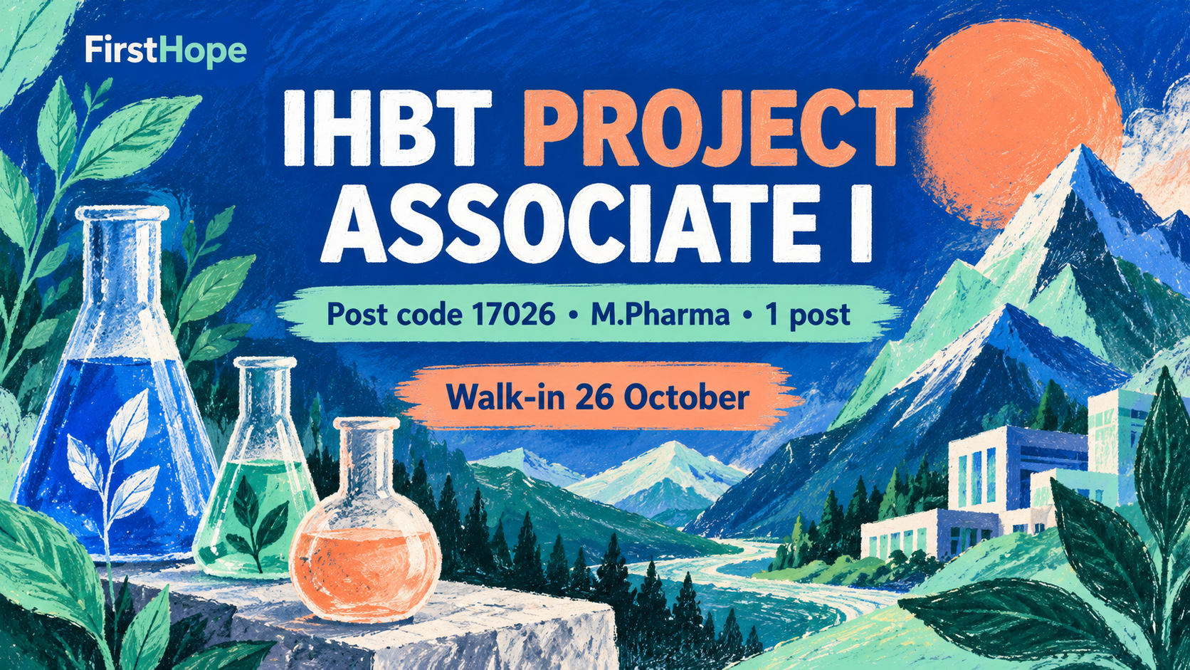 CSIR-IHBT, Palampur ihbt project associate i cover, with Post code 17026 • M.Pharma • 1 post and interview date text.