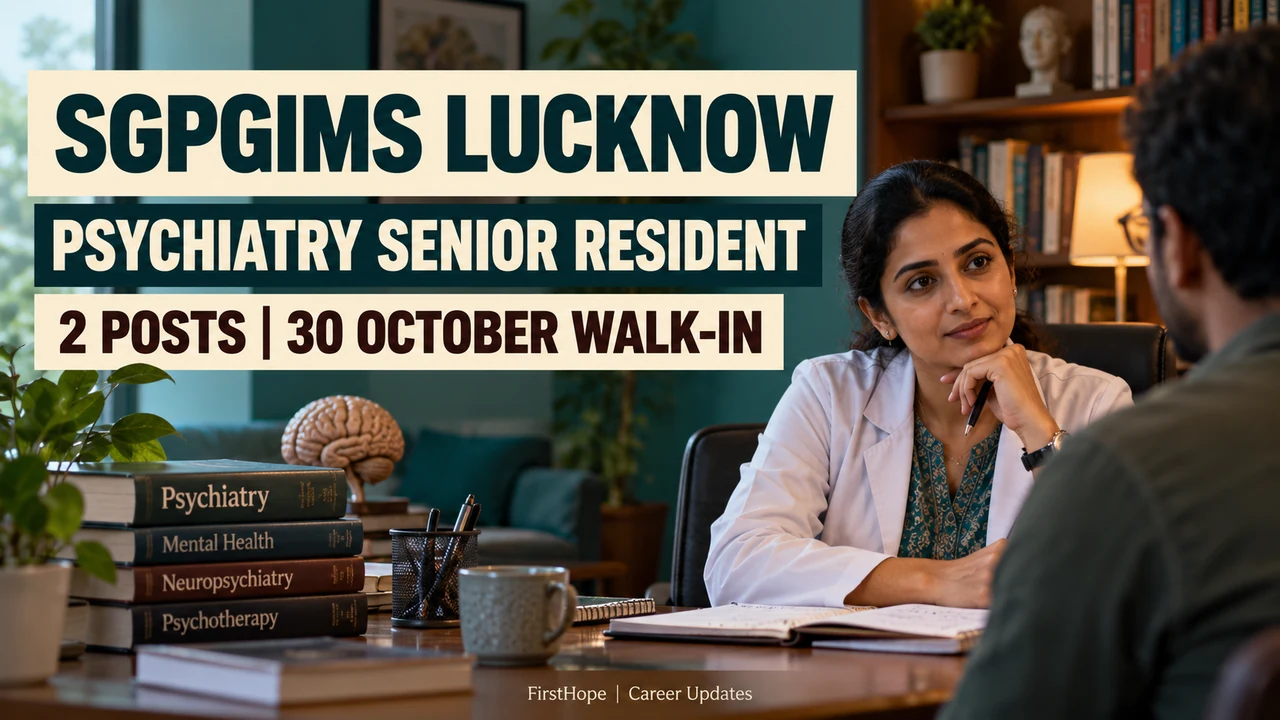 SGPGIMS Lucknow Psychiatry Senior Resident cover with two posts and 30 October walk-in.