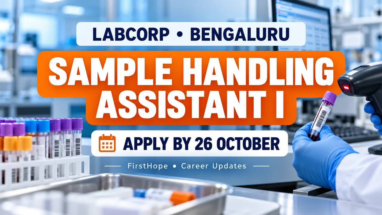 Labcorp Sample Handling Assistant I Jobs 2026: Apply by 26 October — FirstHope career update