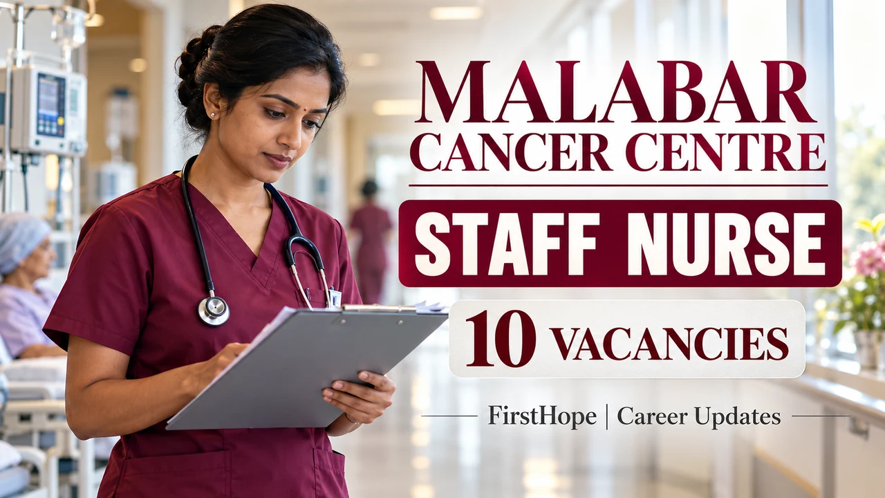 MCC Staff Nurse recruitment cover with an oncology nurse and text stating 10 vacancies.