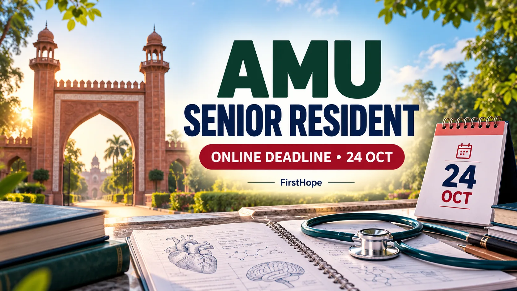 AMU SENIOR RESIDENT — ONLINE DEADLINE • 24 OCT. FirstHope career and exam update.