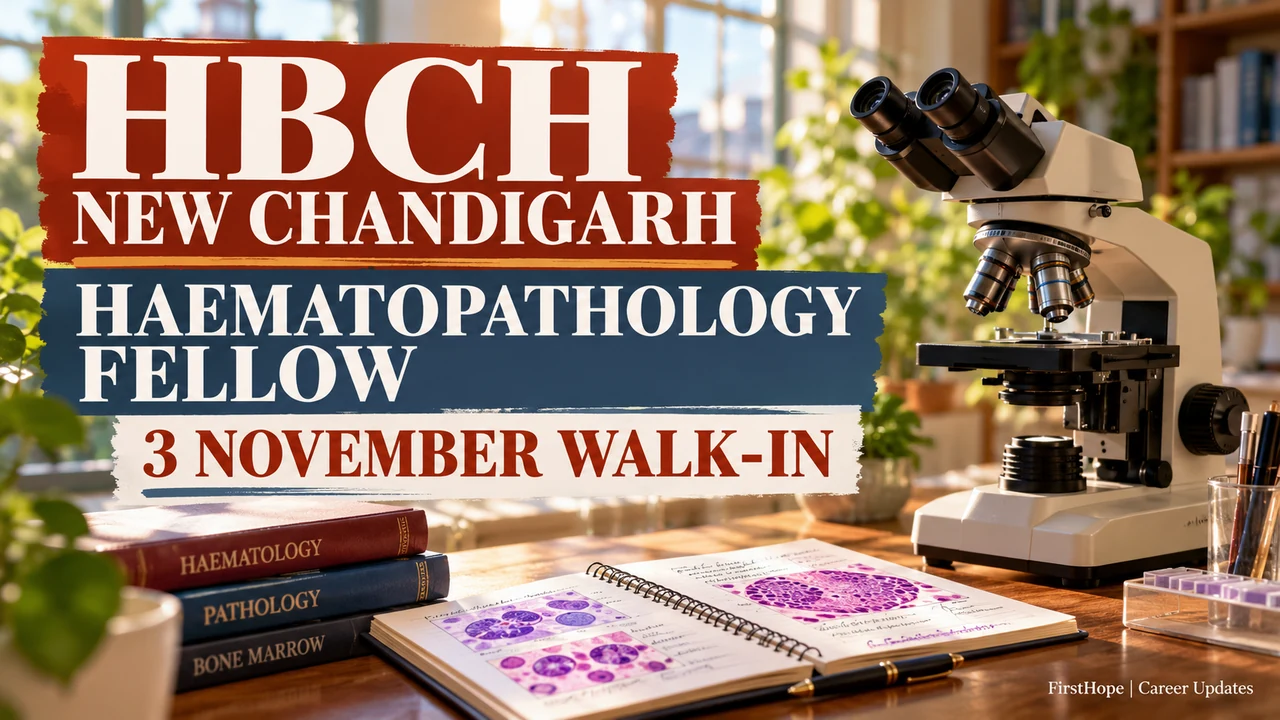 HBCH New Chandigarh Haematopathology Fellow cover with a microscope and 3 November walk-in.