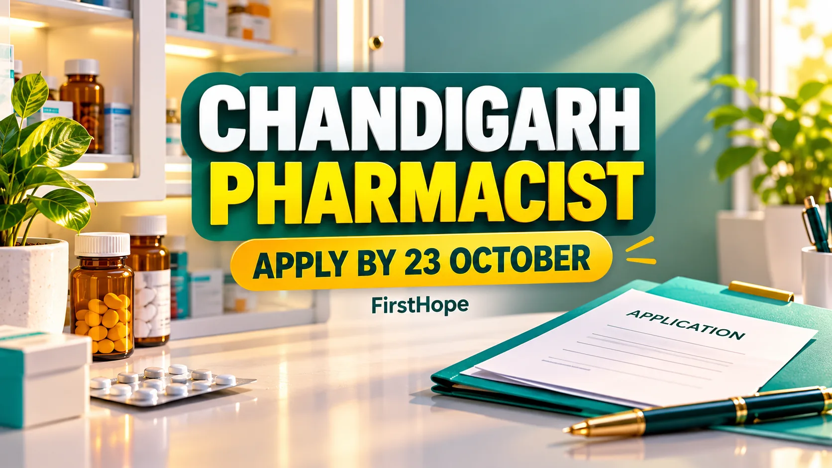 CHANDIGARH PHARMACIST — APPLY BY 23 OCTOBER. FirstHope career and exam update.