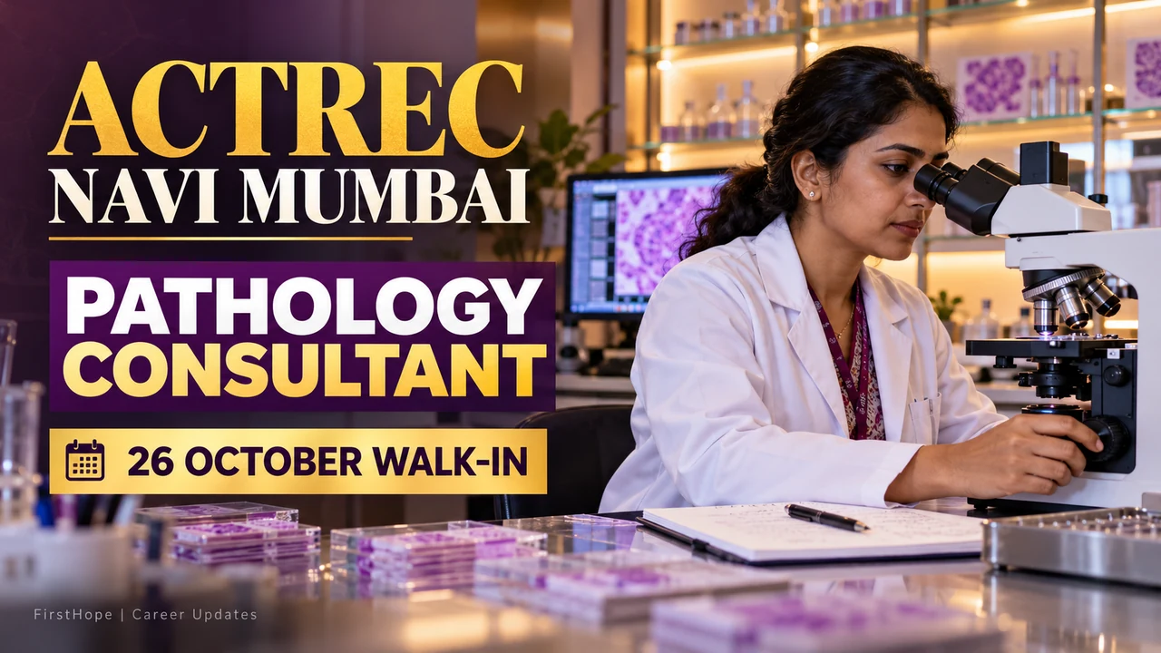 ACTREC Navi Mumbai Pathology Consultant cover showing a pathologist and 26 October walk-in.
