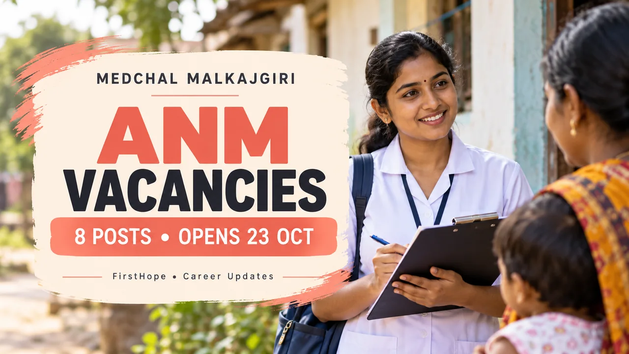 Medchal ANM Recruitment 2026: 8 NUHM Posts, Apply by 28 October — FirstHope career update