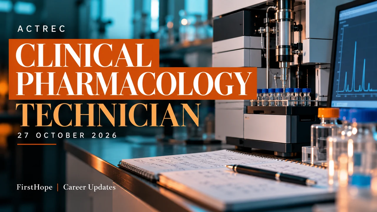 ACTREC Clinical Pharmacology Technician cover with a laboratory workstation and 27 October 2026 text.