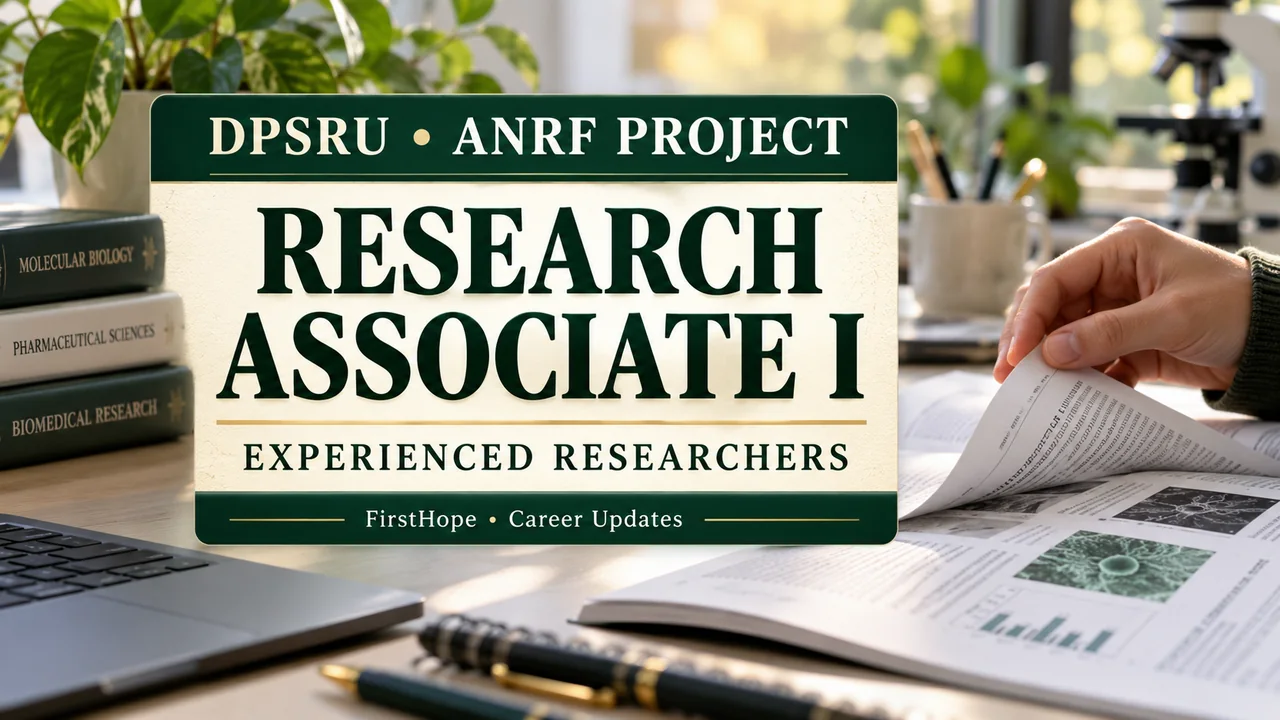 DPSRU ANRF Research Associate I 2026: Experienced Pharmacy Research Role — FirstHope career update