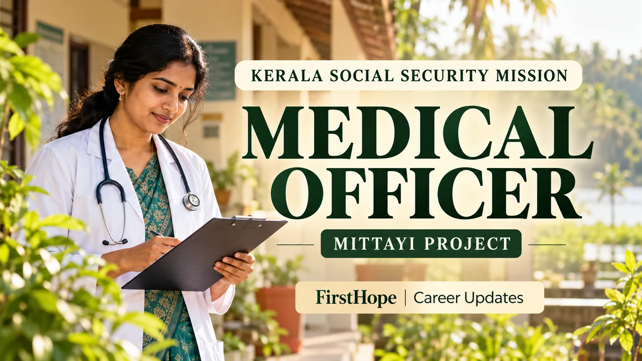 Kerala Social Security Mission Medical Officer cover showing a doctor in a Kerala clinic and Mittayi Project text.