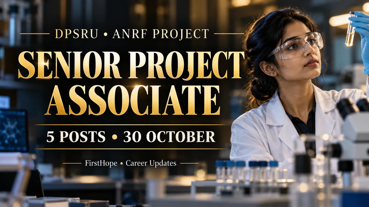 DPSRU Senior Project Associate 2026: 5 ANRF Posts, 30 October Walk-In — FirstHope career update