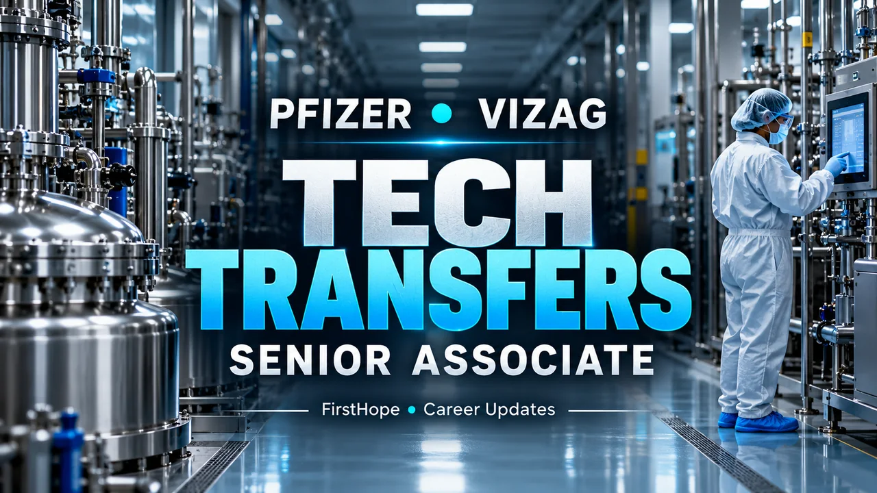 Pfizer Senior Associate Tech Transfers 2026: Vizag, Apply Online — FirstHope career update
