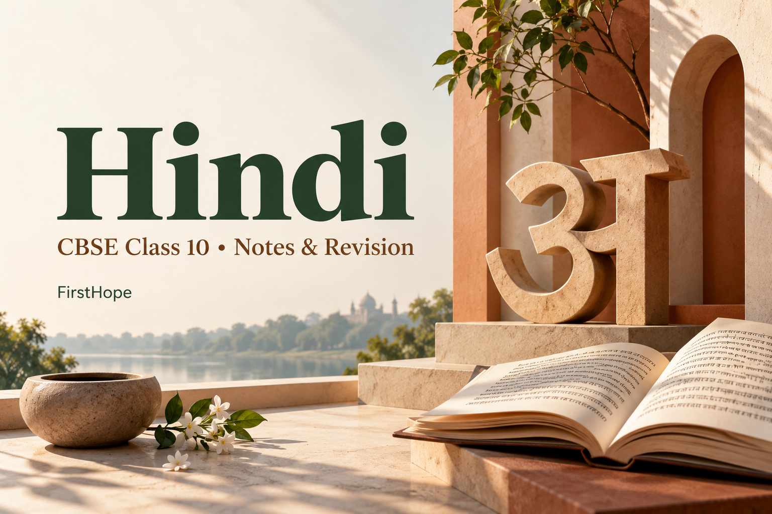 architectural model cover titled Hindi, with CBSE Class 10 Notes & Revision and FirstHope branding.