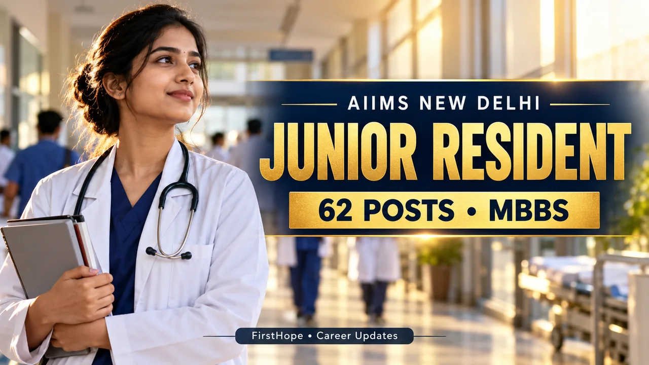 AIIMS Delhi Junior Resident Recruitment 2026: 62 MBBS Posts — FirstHope career update