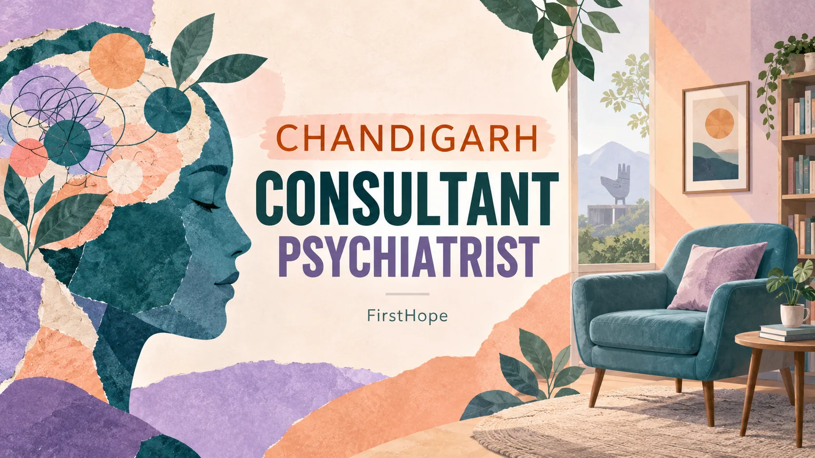 Mental Health Institute, Chandigarh Consultant Psychiatrist recruitment cover with clear text and a distinct editorial illustration, FirstHope.