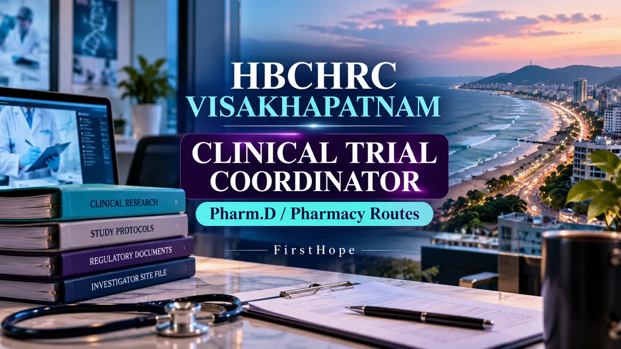 HBCHRC Clinical Trial Coordinator 2026: Pharm.D Route, 4 November Walk-In — FirstHope career update