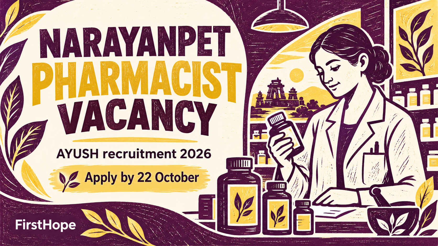 Narayanpet district AYUSH recruitment narayanpet pharmacist vacancy cover, with AYUSH recruitment 2026 and application date text.