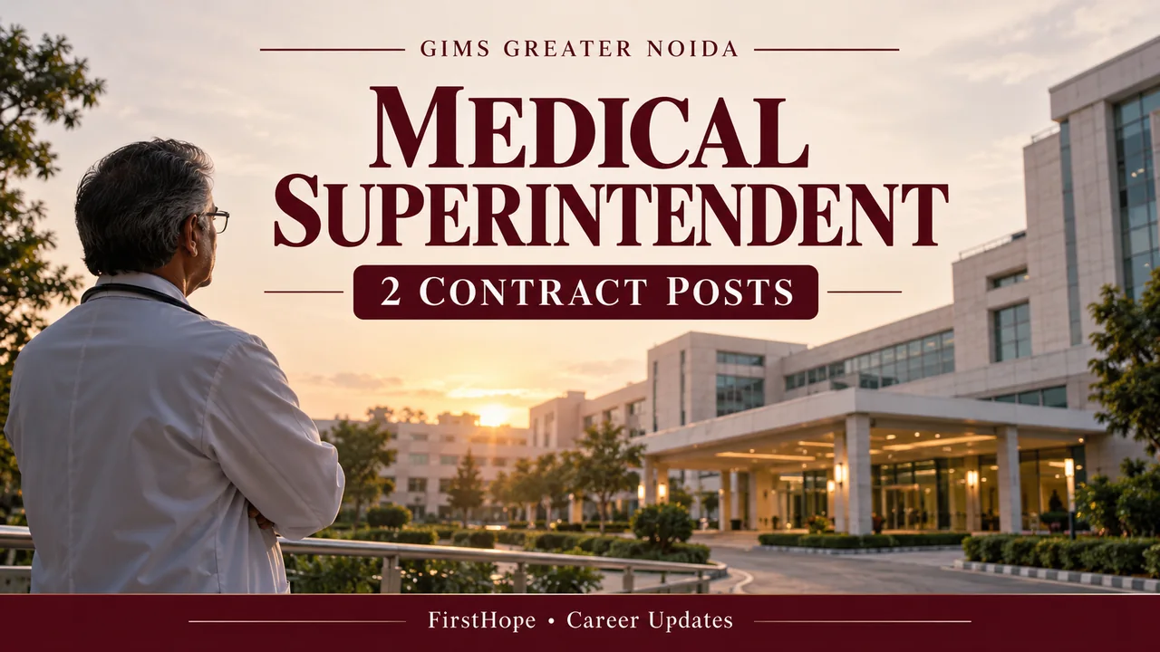 GIMS Medical Superintendent 2026: 2 Posts, Apply Online by 30 October — FirstHope career update