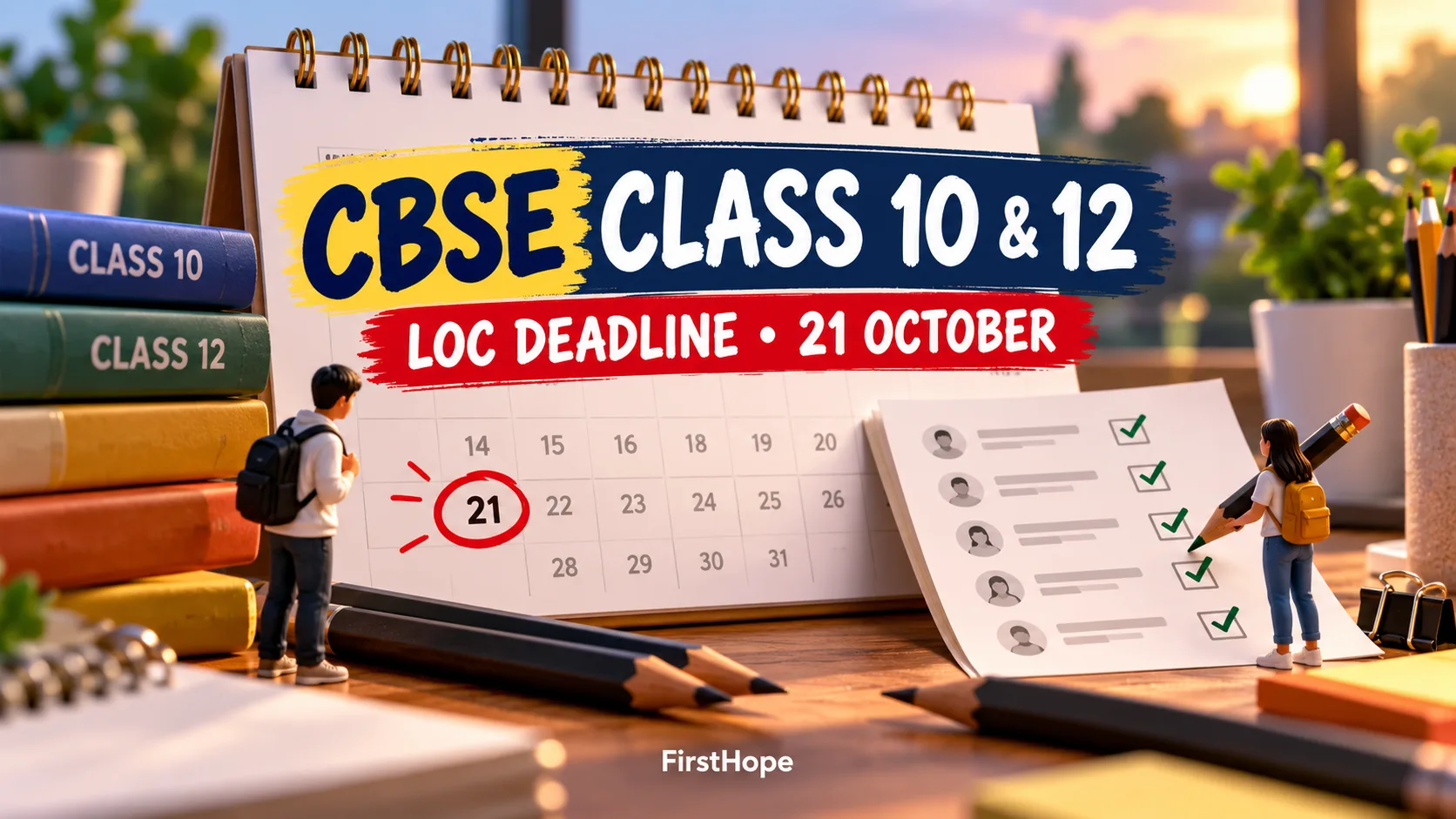 CBSE CLASS 10 & 12 — LOC DEADLINE • 21 OCTOBER. FirstHope career and exam update.