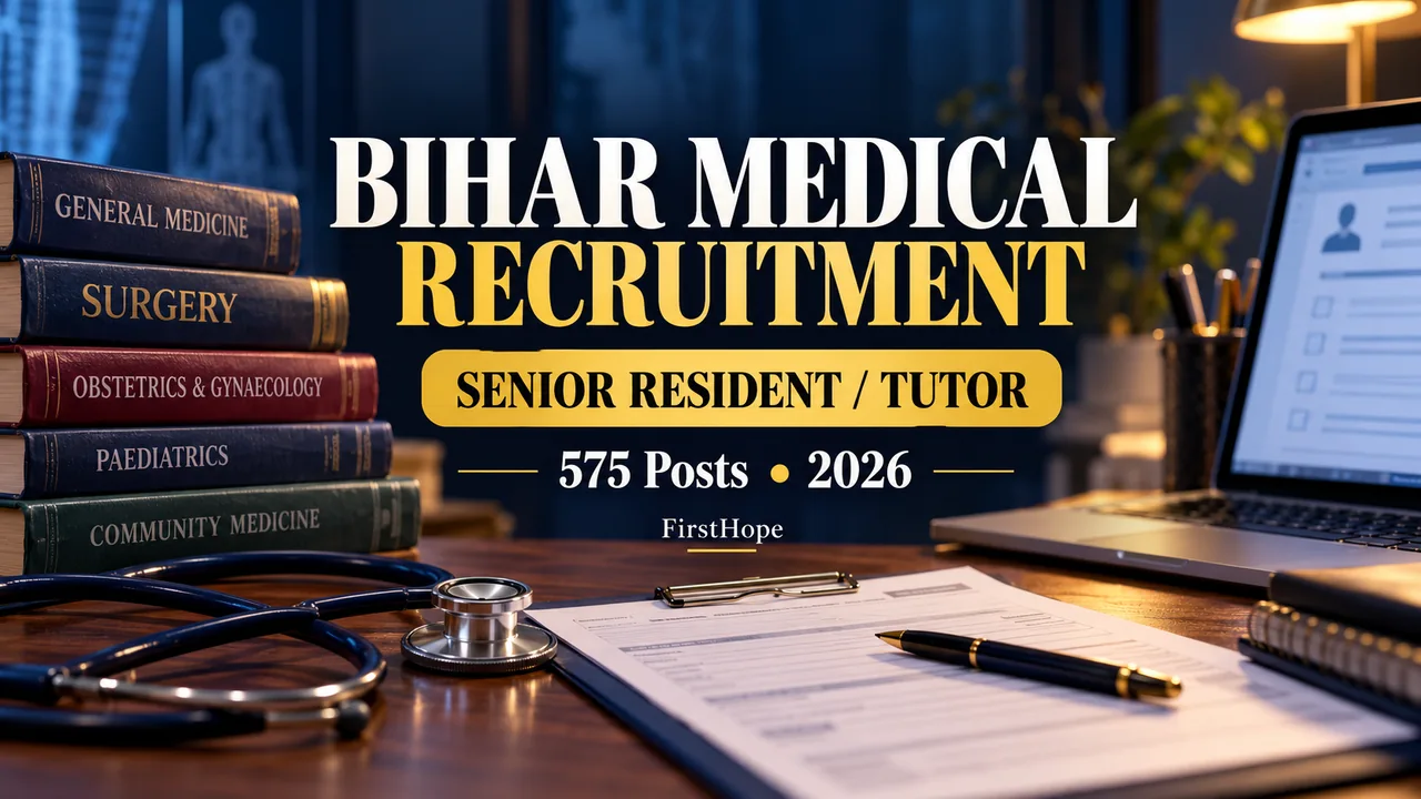 Bihar Senior Resident/Tutor Recruitment 2026: 575 Posts, Apply from 2 November — FirstHope career update