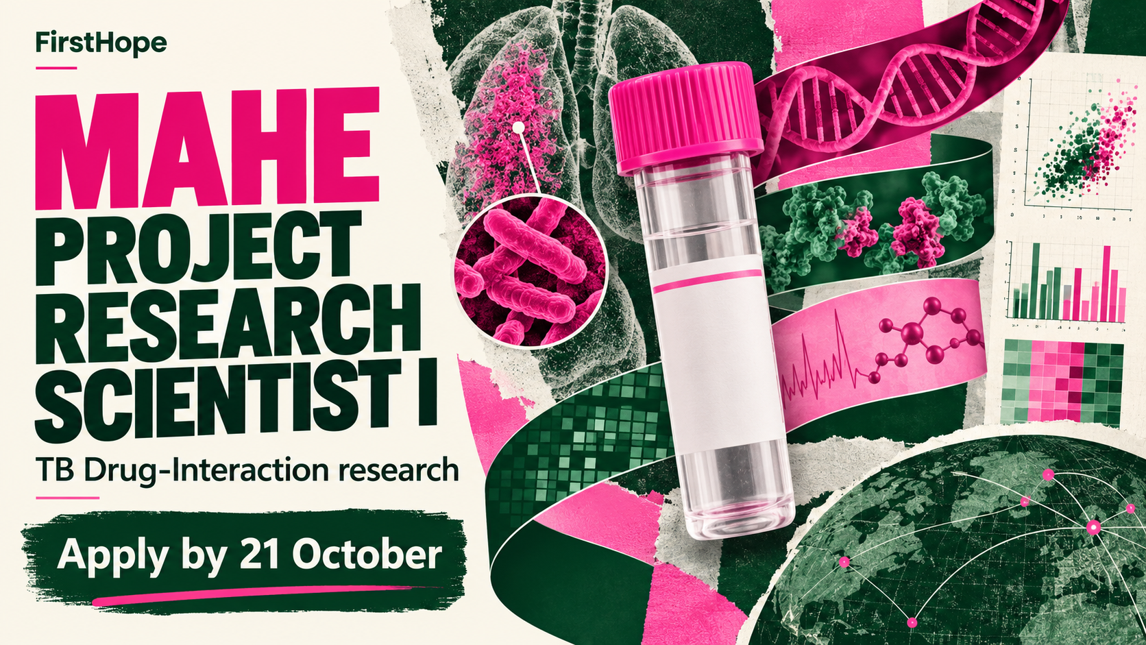 MAHE / MCOPS, Manipal mahe project research scientist i cover, with TB Drug-Interaction research and application date text.