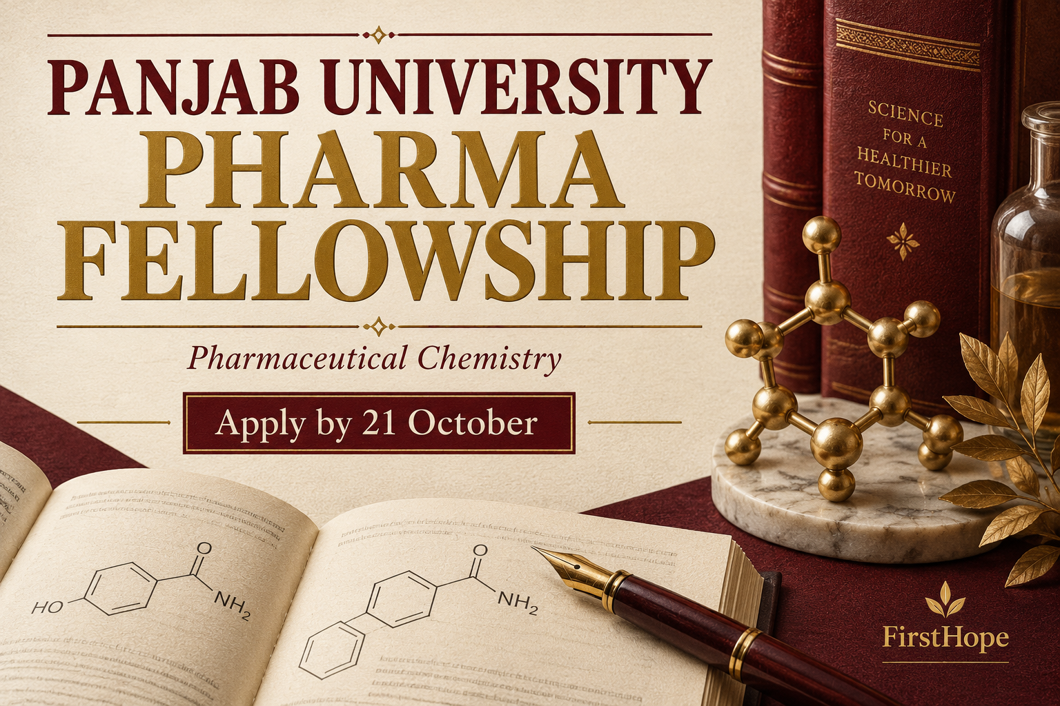 UIPS, Panjab University panjab university pharma fellowship cover, with Pharmaceutical Chemistry and application date text.
