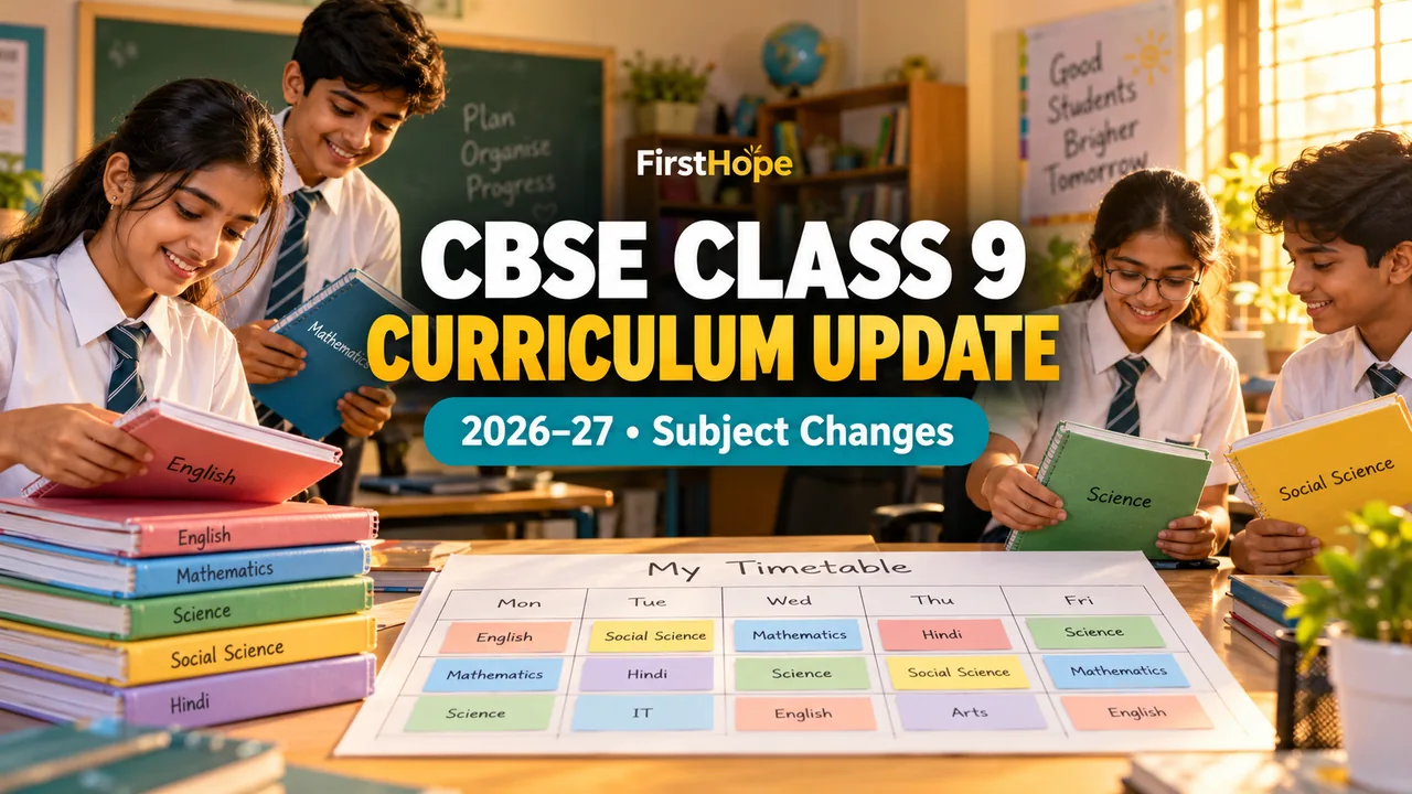CBSE Class 9 Curriculum Update 2026–27: Subject Changes and PDF — FirstHope study guide cover