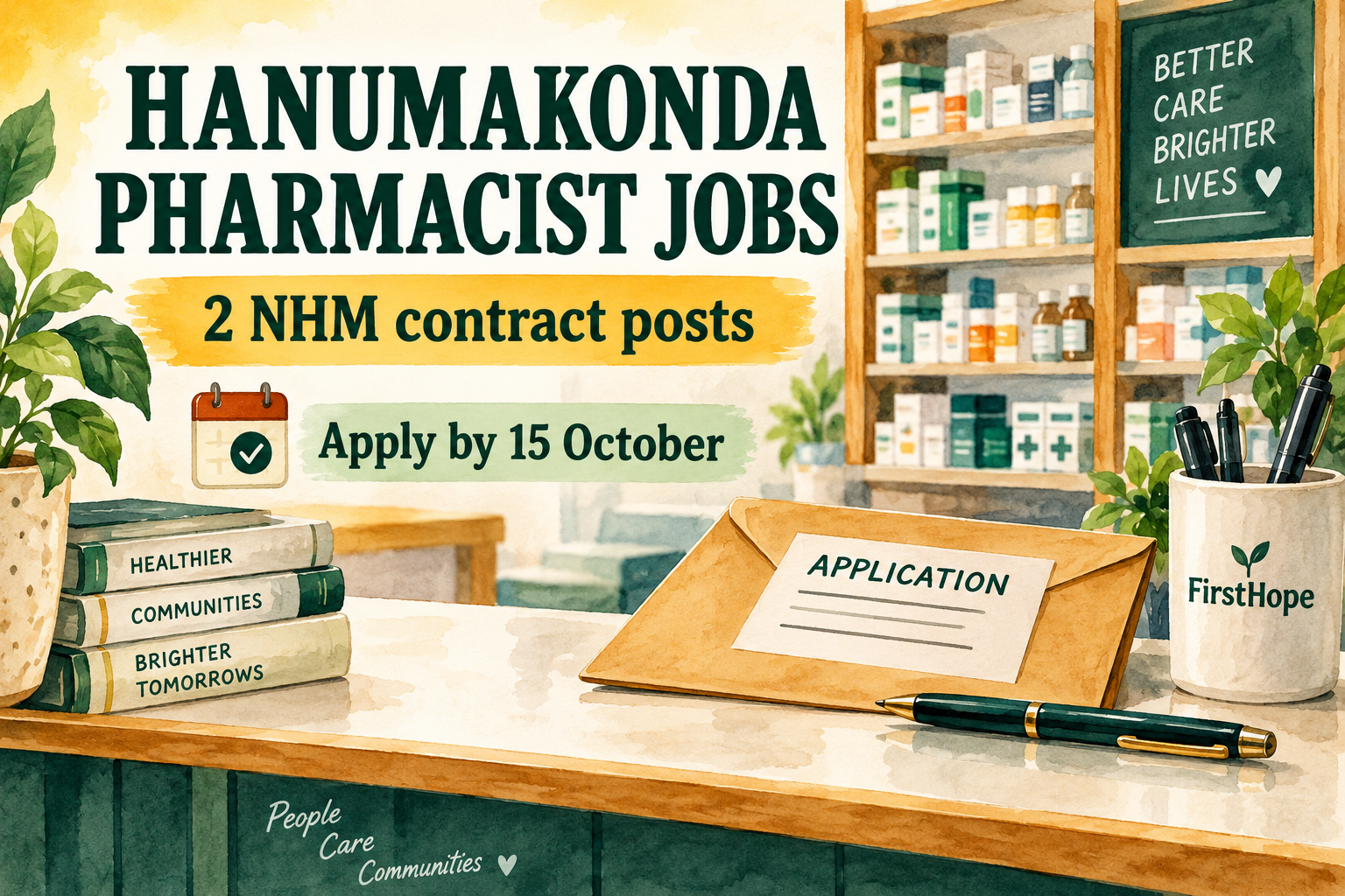 DM&HO, Hanumakonda hanumakonda pharmacist jobs cover, with 2 NHM contract posts and application date text.