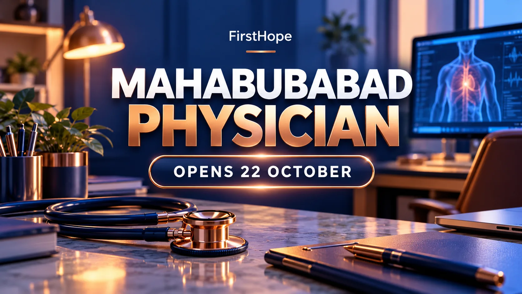 MAHABUBABAD PHYSICIAN — OPENS 22 OCTOBER. FirstHope career and exam update.