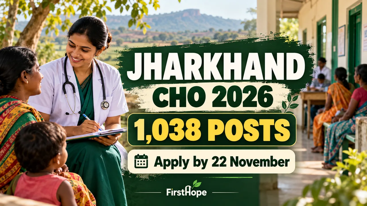 Jharkhand CHO Recruitment 2026: 1,038 Posts, Apply from 31 October — FirstHope career update