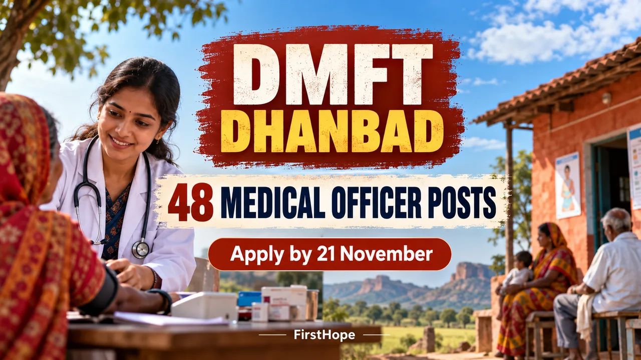 DMFT Dhanbad Medical Officer Recruitment 2026: 48 Posts, Apply by 21 November — FirstHope career update