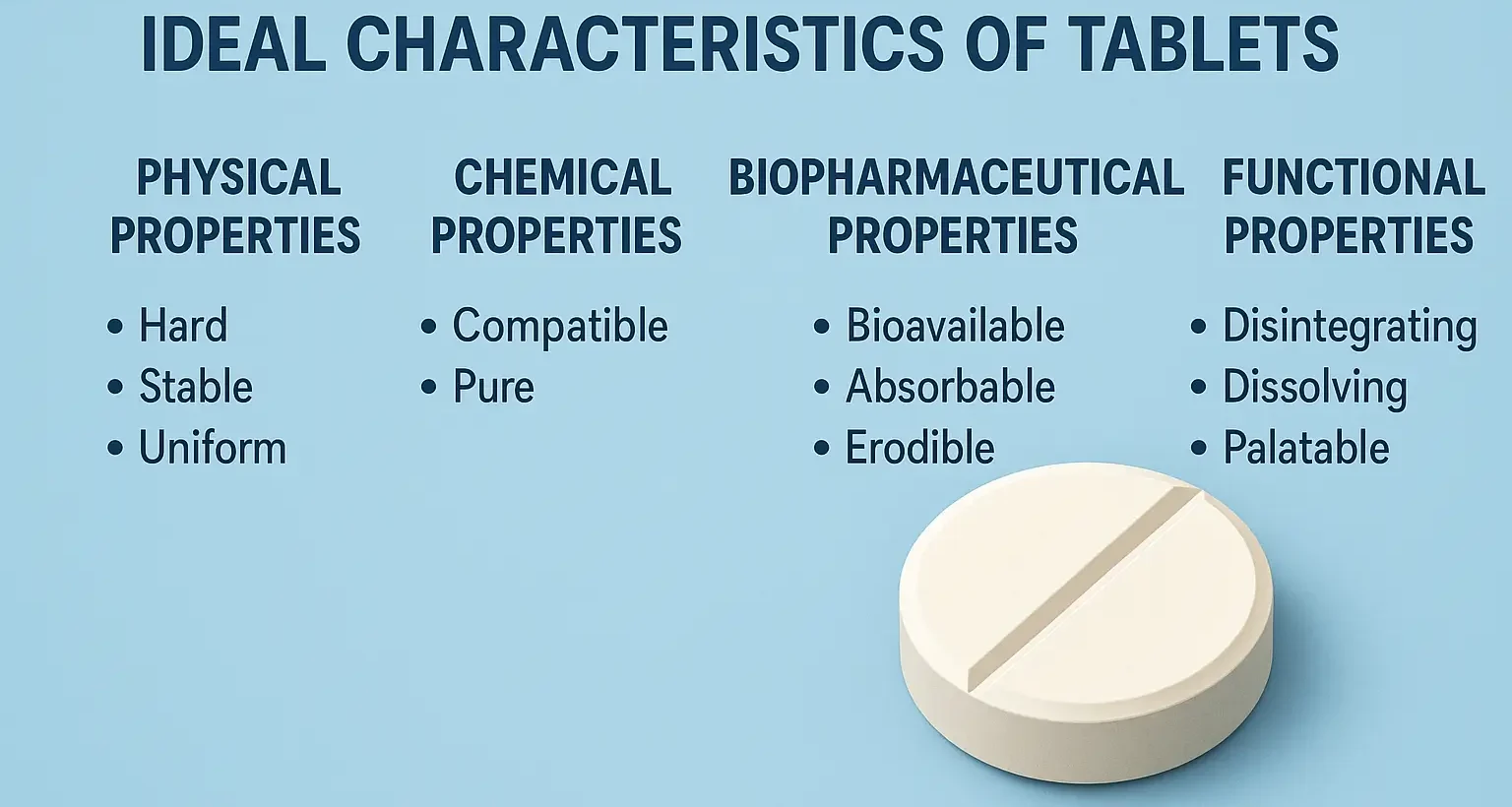 Ideal Characteristics of Tablets