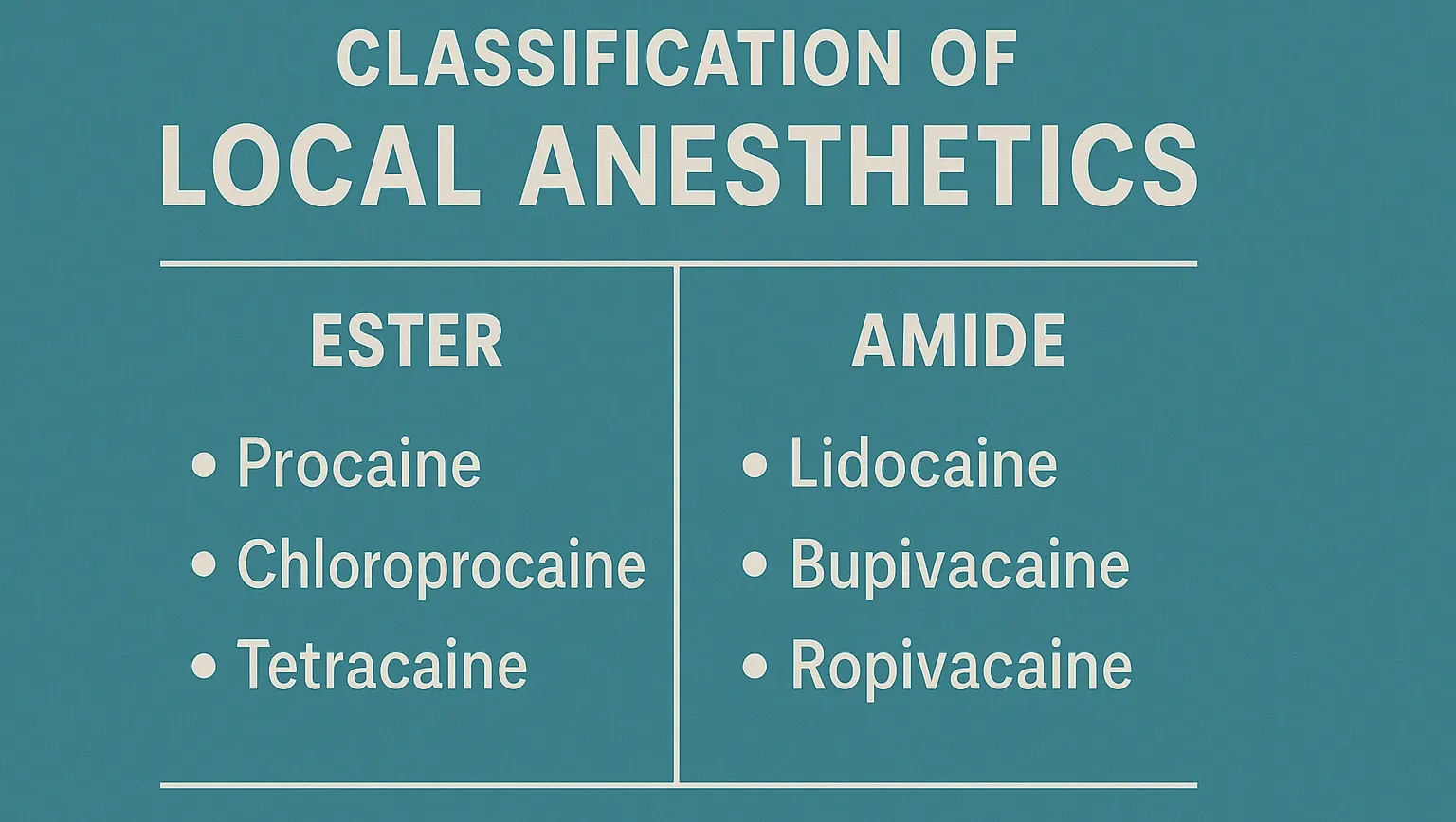 Classification of Local Anesthetics