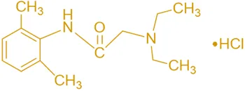 Structure of Lidocaine Hydrochloride Structure of Lidocaine Hydrochloride