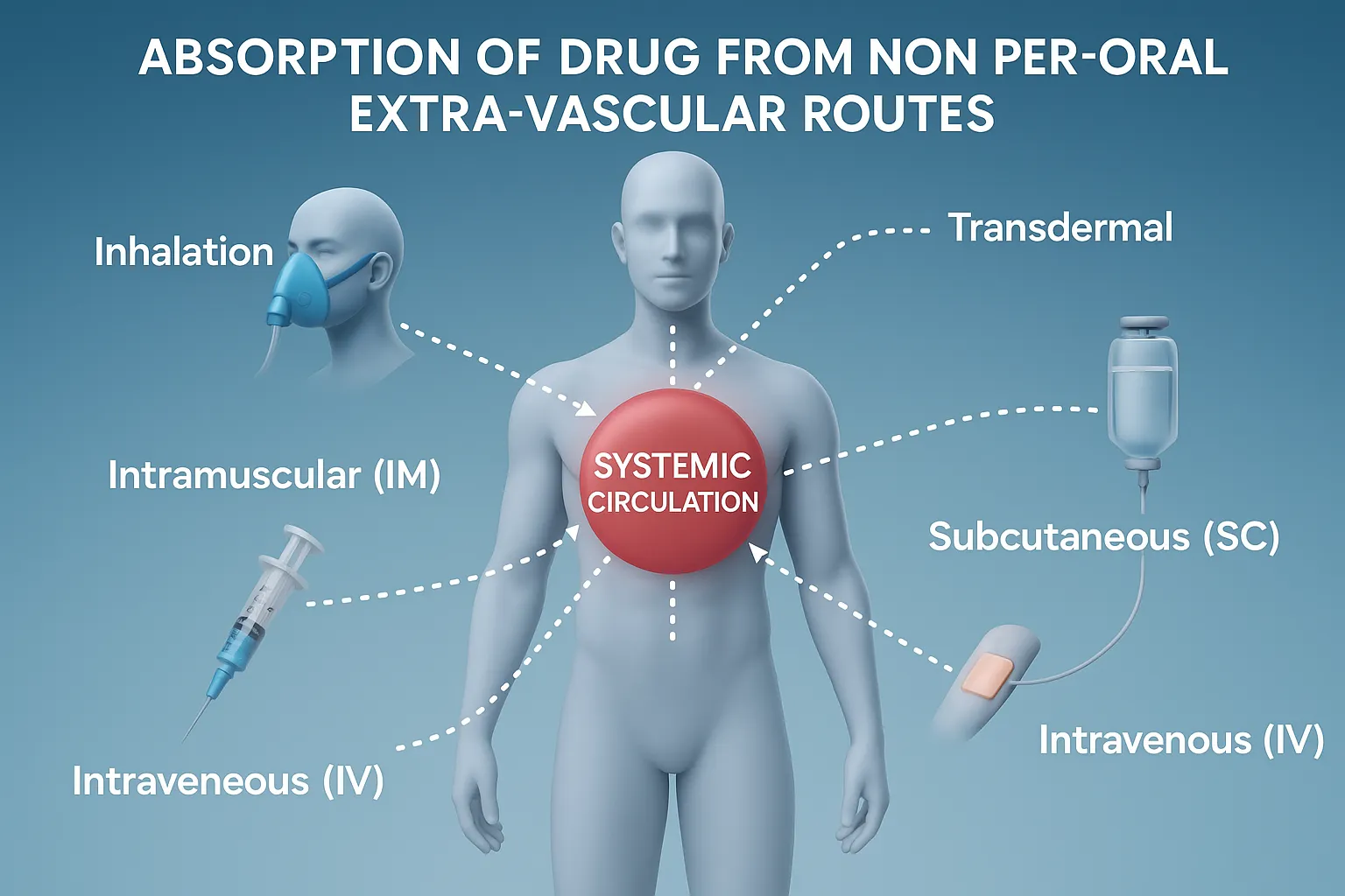 Absorption of drug from Non per-oral extra-vascular routes
