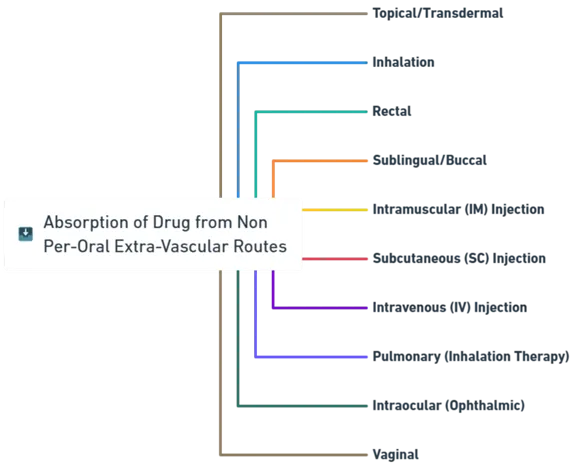 Absorption of drug from Non per-oral extra-vascular routes