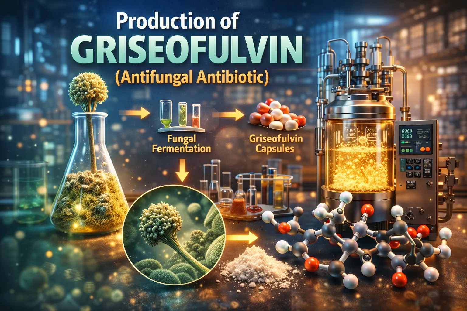Production of Griseofulvin (Antifungal Antibiotic)