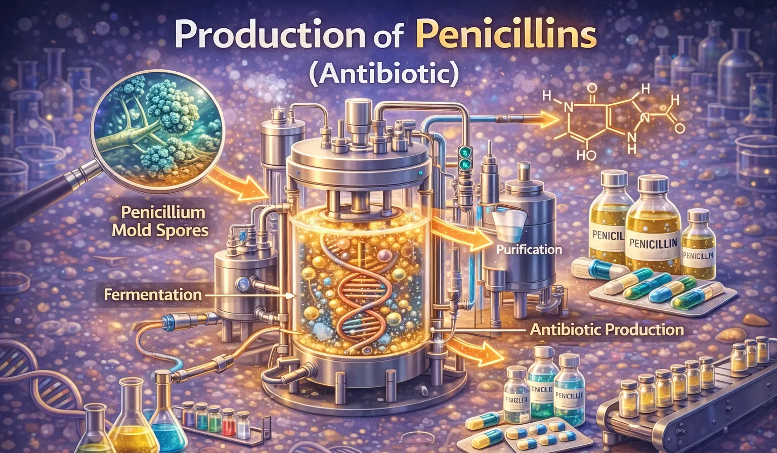 Production of Penicillins (Antibiotic)