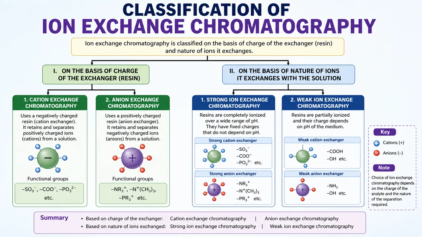 Classification of Ion Exchange Chromatography