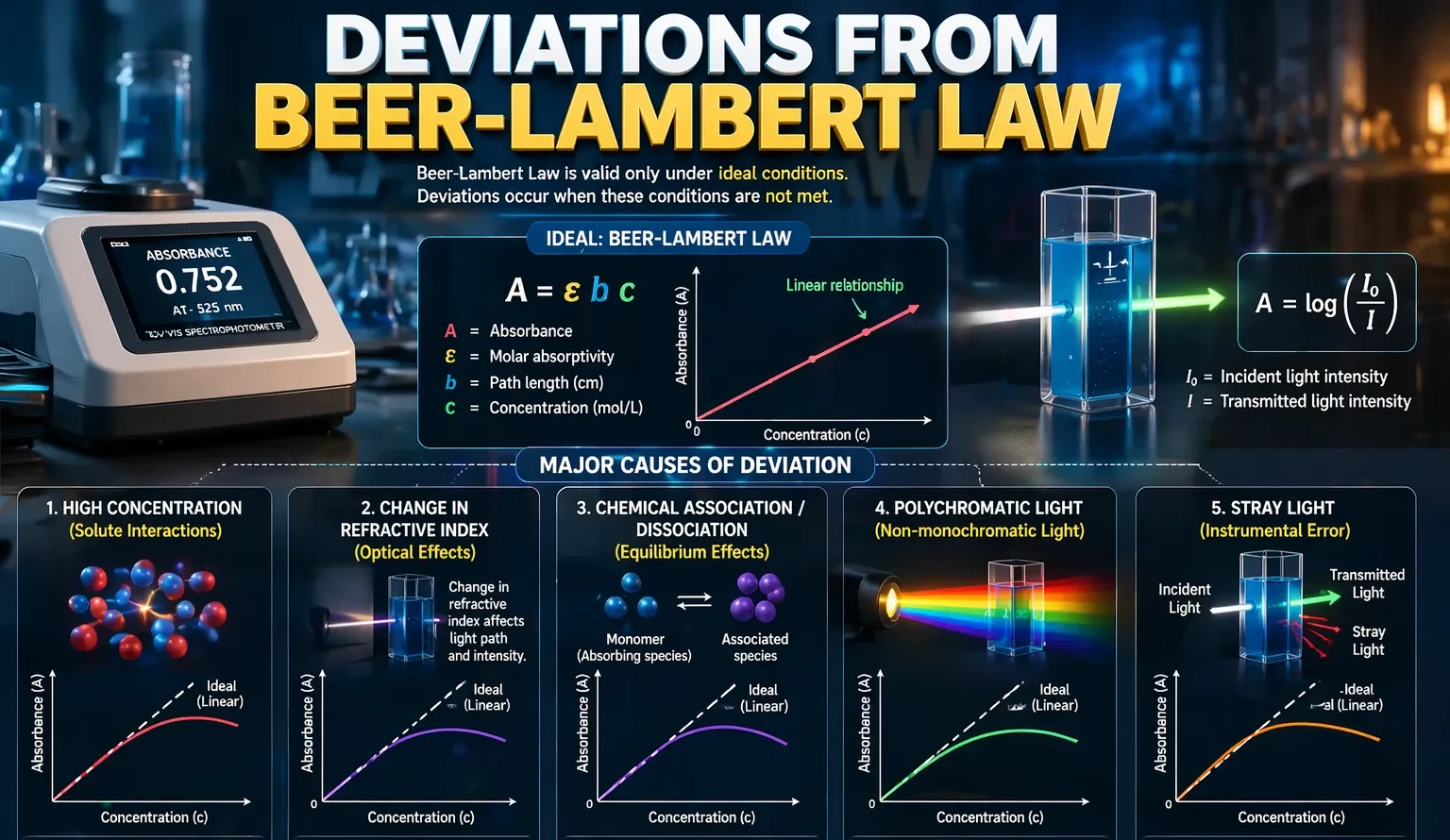 Deviations from Beer-Lambert Law