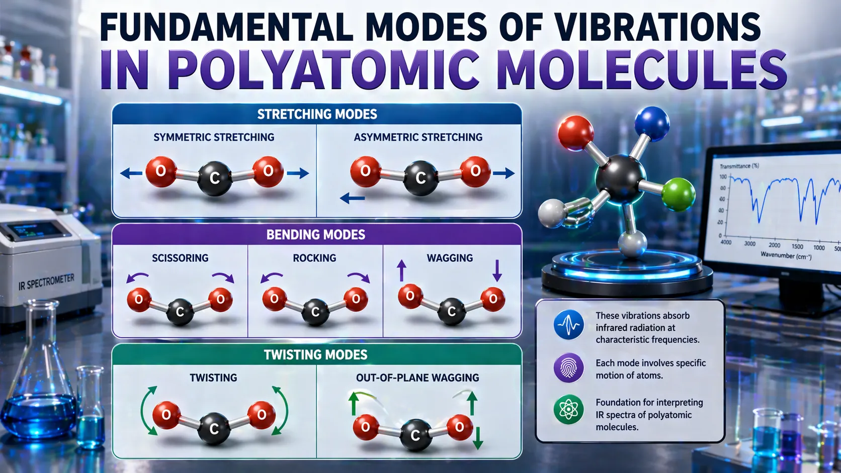 Fundamental Modes of Vibrations in Polyatomic Molecules