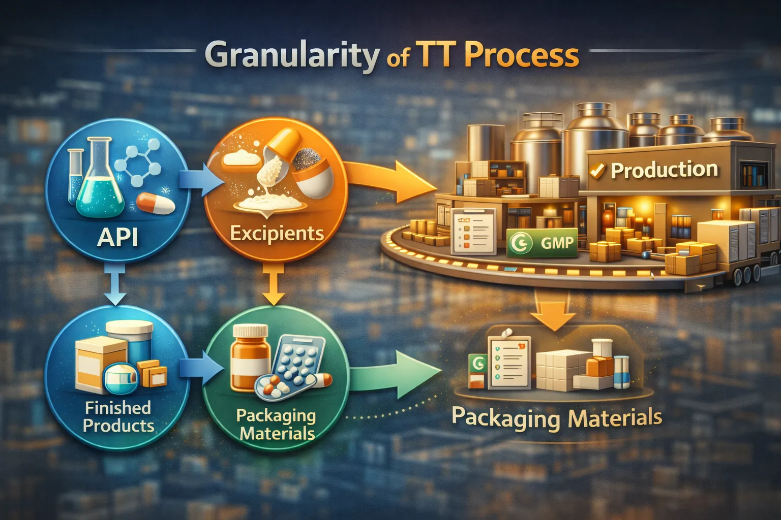 Granularity of TT Process (API, Excipients, Finished Products, Packaging Materials)