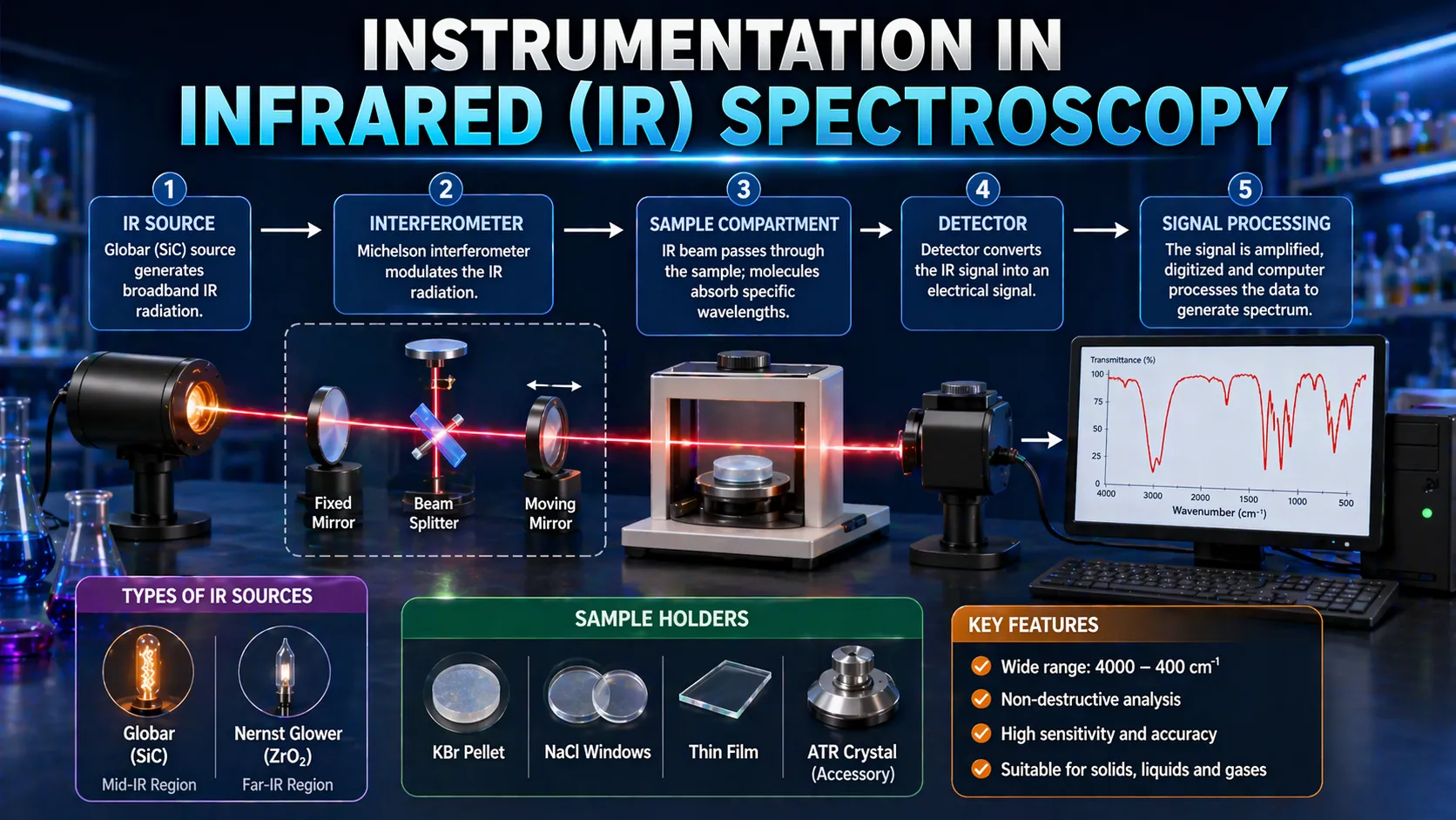 Instrumentation in infrared (IR) spectroscopy